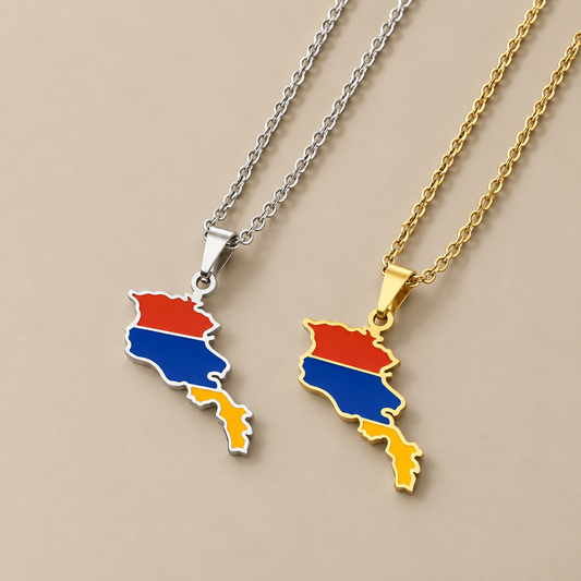 Armenian Map Pendant – Unisex Stainless Steel Necklace