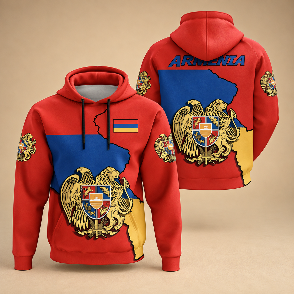 Armenia Pride Hoodie – Flag & National Emblem Print