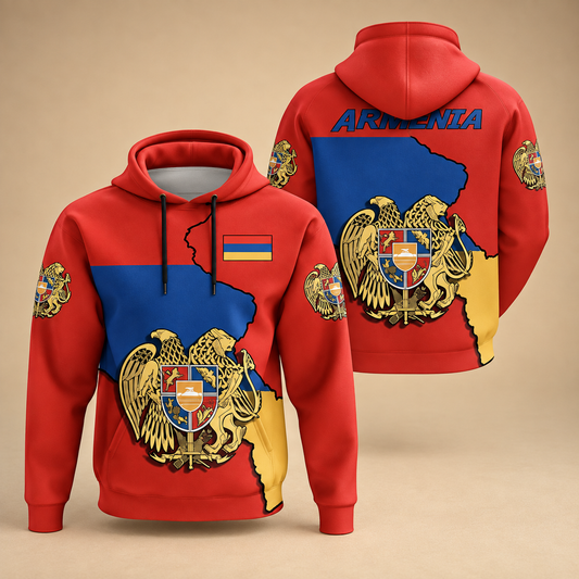 Armenia Pride Hoodie – Flag & National Emblem Print